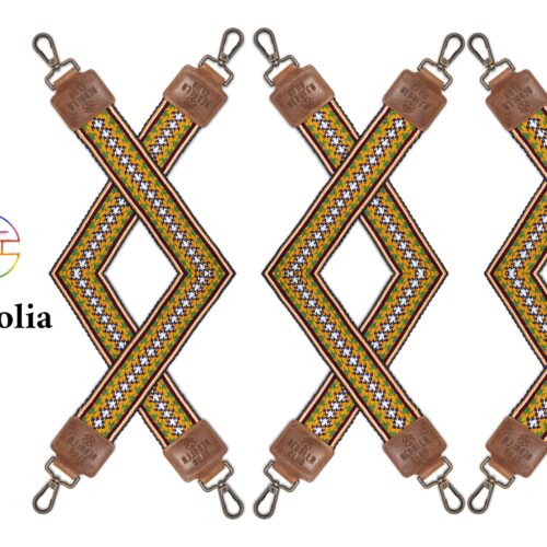 Handwoven Crossbody Cotton Bag Strap with Leather Accents.kolan