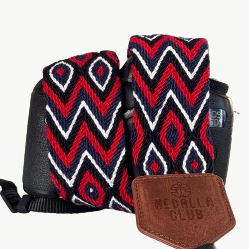 Handwoven Cotton Camera Strap with Leather Ends, DSLR Mirrorless Accessory